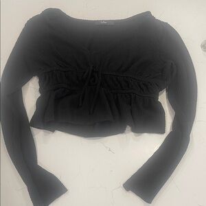 Lulu's Black Long Sleeve Blouse